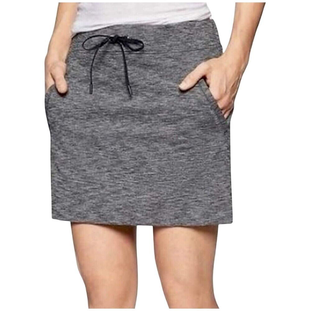 Athleta Charcoal Gray Metro Downtown Side & Back Zip Pockets Skort Size ST EUC